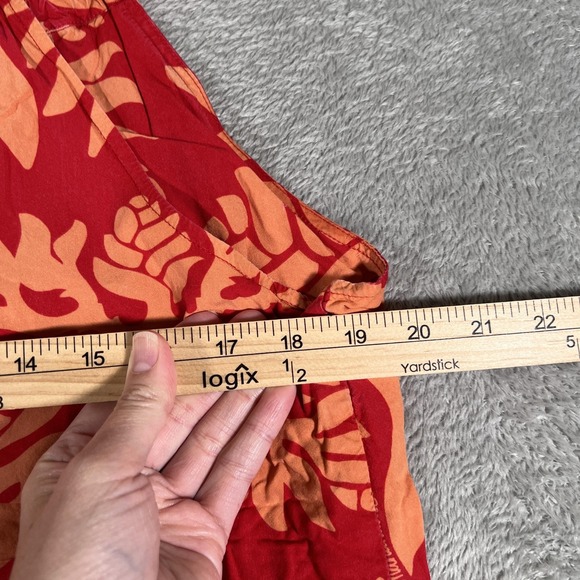 Manuheali'i Tank Top Womens Medium Red Hawaiian Floral Adjustable Strap Hawaii - Picture 8 of 9